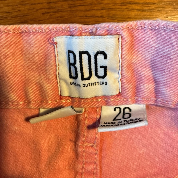 BDG Pink Jean Shorts with Frayed Hem - Picture 2 of 5